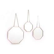Set of 3 Hanging Gold Colour Geo Mirrors image