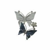 Silv Crystal Blue Butterflies Brooch image