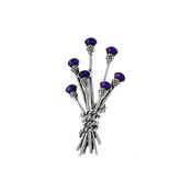 Rhodium &amp; Purple Thistle Bunch Brooch image