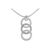 3 Rings Clear Stone Center Rhodium Necklace image