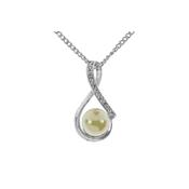 Pearl Infinity Clear Stones Silver Necklace image