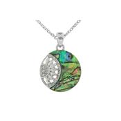 Circular Disc Aberlone Silver Necklace image