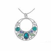 Filigree Disc Blue Stone Necklace image