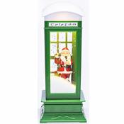 Snowing Green LED Telephone Box with Music H33cm