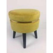 Velour Footstool Mustard image
