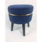 Velour Footstool Royal Blue image