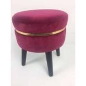 Velour Footstool Deep Red image