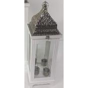 White Wooden Lantern with Metal Top Square 75cm image