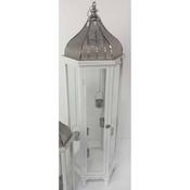 White Wooden Lantern with Metal Top Hex H125cm image