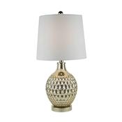 Speckled Glass Metal Base Lamp White Shade H61cm image