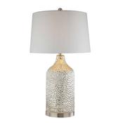 Silver Glass Lamp &amp; White Shade H72 x 40cm image