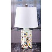 Cylinder Table Lamp Birds Design White Shade H60cm image