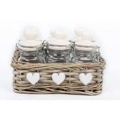 Set of 6 Spice Jars In Basket 17x12cm image
