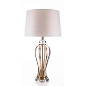 Champange Ribbed Lamp and White Shade H71cm image
