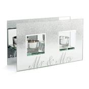 Mr &amp; Mrs Silver Glitter Tealight Double image