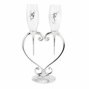 Silverplated Bride &amp; Groom Twin Champagne Flutes image