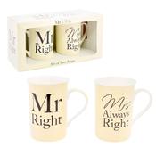 Set of 2 Mugs Mr &amp; Mrs Right image