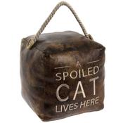 Faux Leather Cube Door Stop Spoiled Cat