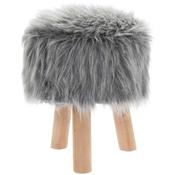 Grey Furry Stool Round image