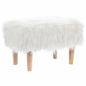 White Furry Stool Rectangle 25cm image