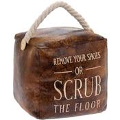 Faux Leather Square Doorstop Remove Shoes 27x17cm image