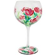 Sweet Peas Hand Painted Gin Glass 21x9cm image