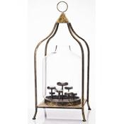Gold Metal Lantern with Glass Insert H77cm Square image