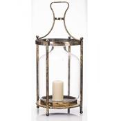 Gold Metal Lantern with Glass Insert H73cm Round image