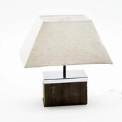 Wooden Base Lamp and Cream Shade H40cm image