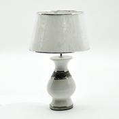 White and Silver Band Lamp and Shade H50cm image