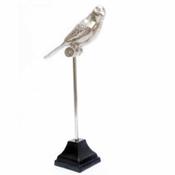 Silver Bird on Black Metal Base H30cm image