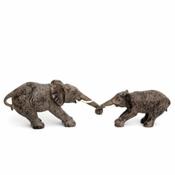Set of 2 Elephants Holding Trunks image