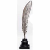 Silver Feather On Black Metal Base 39x8cm image