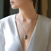 Rectangular Pendant with Blue and Clear Stones image