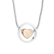 Silver and Rose Gold Plated Crystal Heart Pendant image