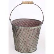 Green Metal Bucket Planter 18x16cm image