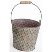 Green Metal Bucket Planter 14x13cm image