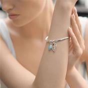 Leaf Bangle with Blue Stone image