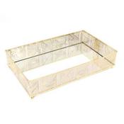 Gold Colour Lattice Mirrored Tray 16x27cm image