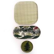 Set of 3 Enamel Fern Trays 21x21cm image