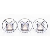 Chrome 3 Sphere Candleholder with 3 Glass Cups image