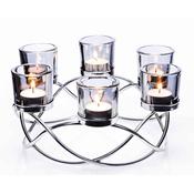 Chrome Round Candleholder with 6 Glass Cups image