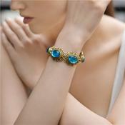 Antique Gold Plated Bracelet with Blue Stones image