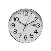 Silver Wall Clock With Day &amp; Date image