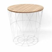White With Wooden Top – Side Table – Small H:40cm image