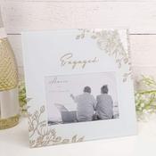 Engaged Pale Grey Glass Gold Floral Frame 6×4 image