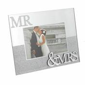 Mirror Glass &amp; Glitter Photo Frame – Mr &amp; Mrs 6×4 image