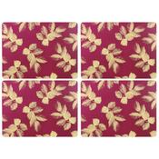 Etched Leaves Pink Placemats &amp; Coasters Set Of 4 image