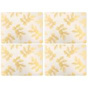 Etched Leaves Grey Placemats &amp; Coasters Set Of 4 image