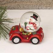 Resin Snowglobe Snowman In Car image